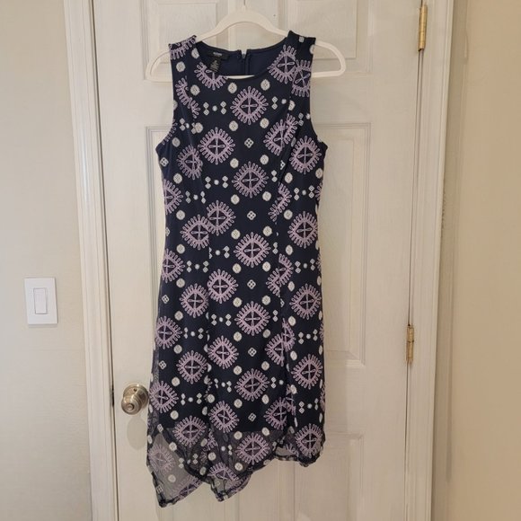 Alfani Berry Bliss Night Sky Sheath Dress Size 6P Blue Embroidered Asymmetrical - Picture 1 of 7